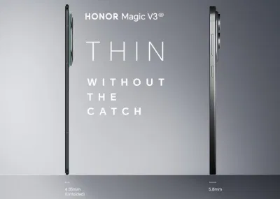 Honor Magic V3 sở hữu độ mỏng ấn tượng chỉ 4,35mm, còn Galaxy S25 Edge dày hơn với 5,8mm (Ảnh: Internet) Honor Magic V3 sở hữu độ mỏng ấn tượng chỉ 4,35mm, còn Galaxy S25 Edge dày hơn với 5,8mm (Ảnh: Internet)