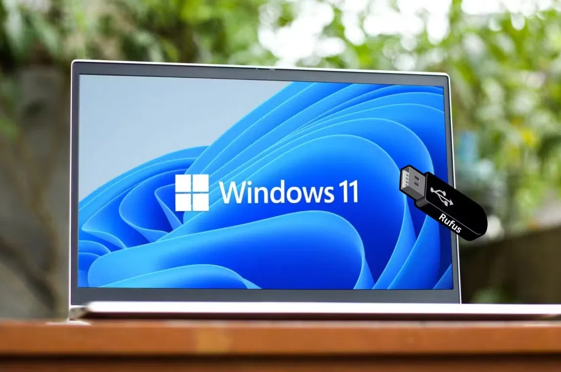 Laptop có logo và hình nền Windows 11 (Ảnh: Internet)