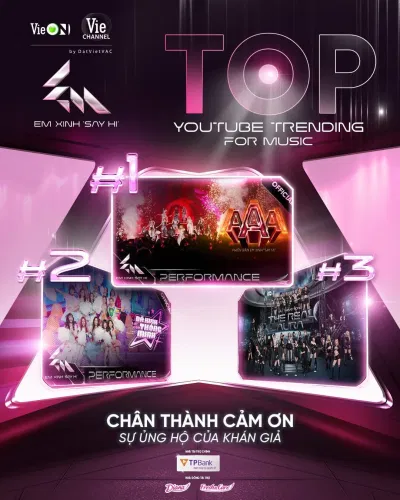 Em Xinh Say Hi được đón nhận nồng nhiệt khi chiếm sóng trọn top3 top trending Youtube (nguồn: internet)