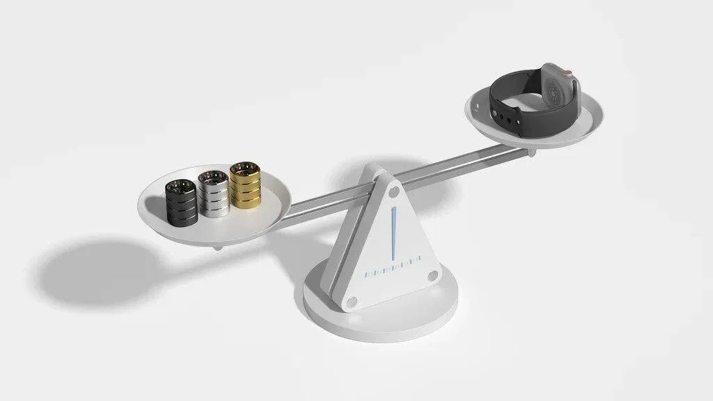 Cân nặng của Smart Ring khi so sánh với Smartwatch (Nguồn: Internet)