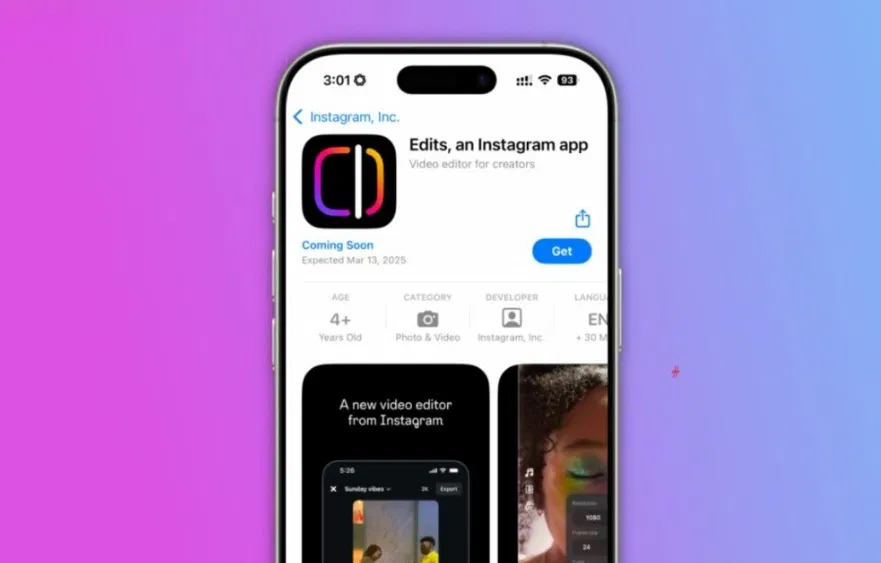 Ứng dụng Edits chỉnh sửa video (Ảnh: Internet)
