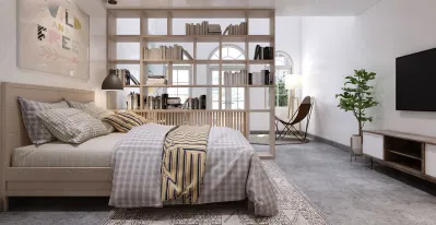 Dùng kệ sách làm vách ngăn