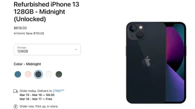 Apple bán iPhone 13 hàng tân trang (Refurbished) trên trang chủ của hãng (Nguồn: Internet)