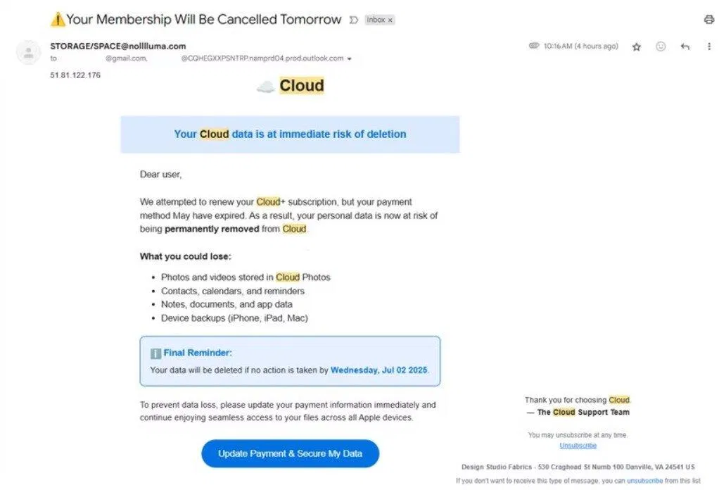 Email lừa đảo (Ảnh: Internet) Email lừa đảo (Ảnh: Internet)