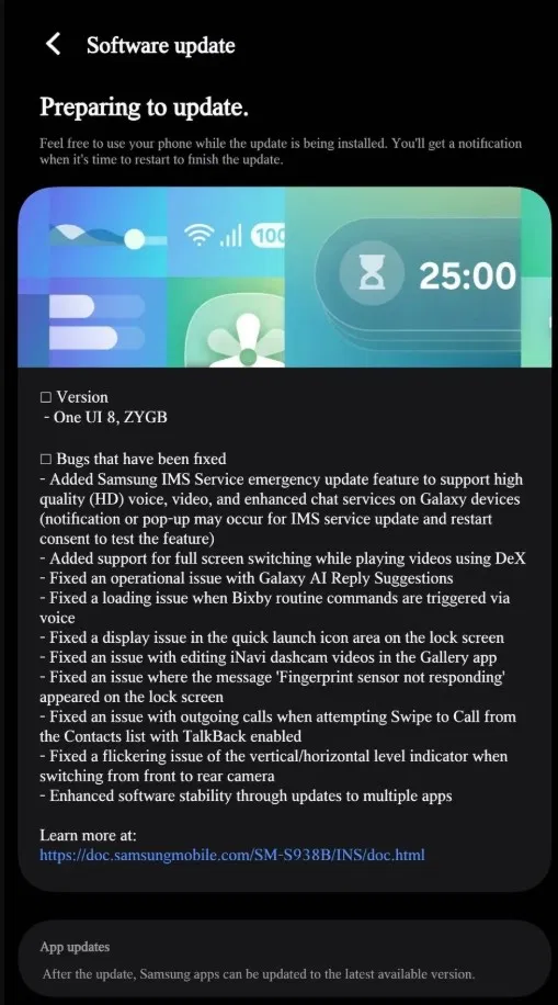 One UI 8 Beta 4 cho điện thoại Galaxy S25 tại Ấn Độ (Ảnh: Internet)