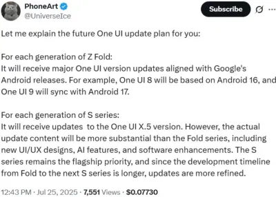 UniverseIce nói về chiến lược cập nhật One UI của Samsung (Ảnh: Internet) UniverseIce nói về chiến lược cập nhật One UI của Samsung (Ảnh: Internet)