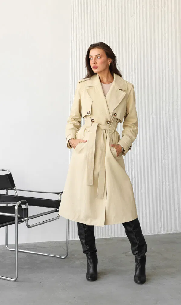 Áo khoác dài phối bốt da