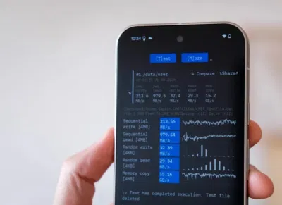 Kết quả đo tốc độ lưu trữ UFS của điện thoại Pixel 9 (Ảnh: Internet) Kết quả đo tốc độ lưu trữ UFS của điện thoại Pixel 9 (Ảnh: Internet)