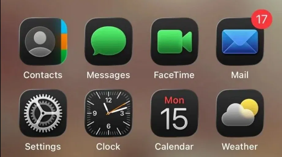 Các biểu tượng ứng dụng trong Liquid Glass của iOS 26 (Ảnh: Internet)