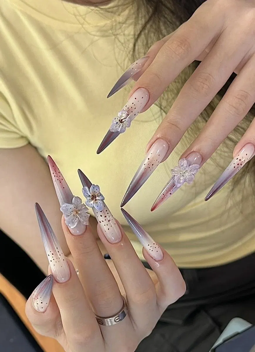 Mẫu nail hoa nổi lấy cảm hứng từ hoa lan Mẫu nail hoa nổi lấy cảm hứng từ hoa lan