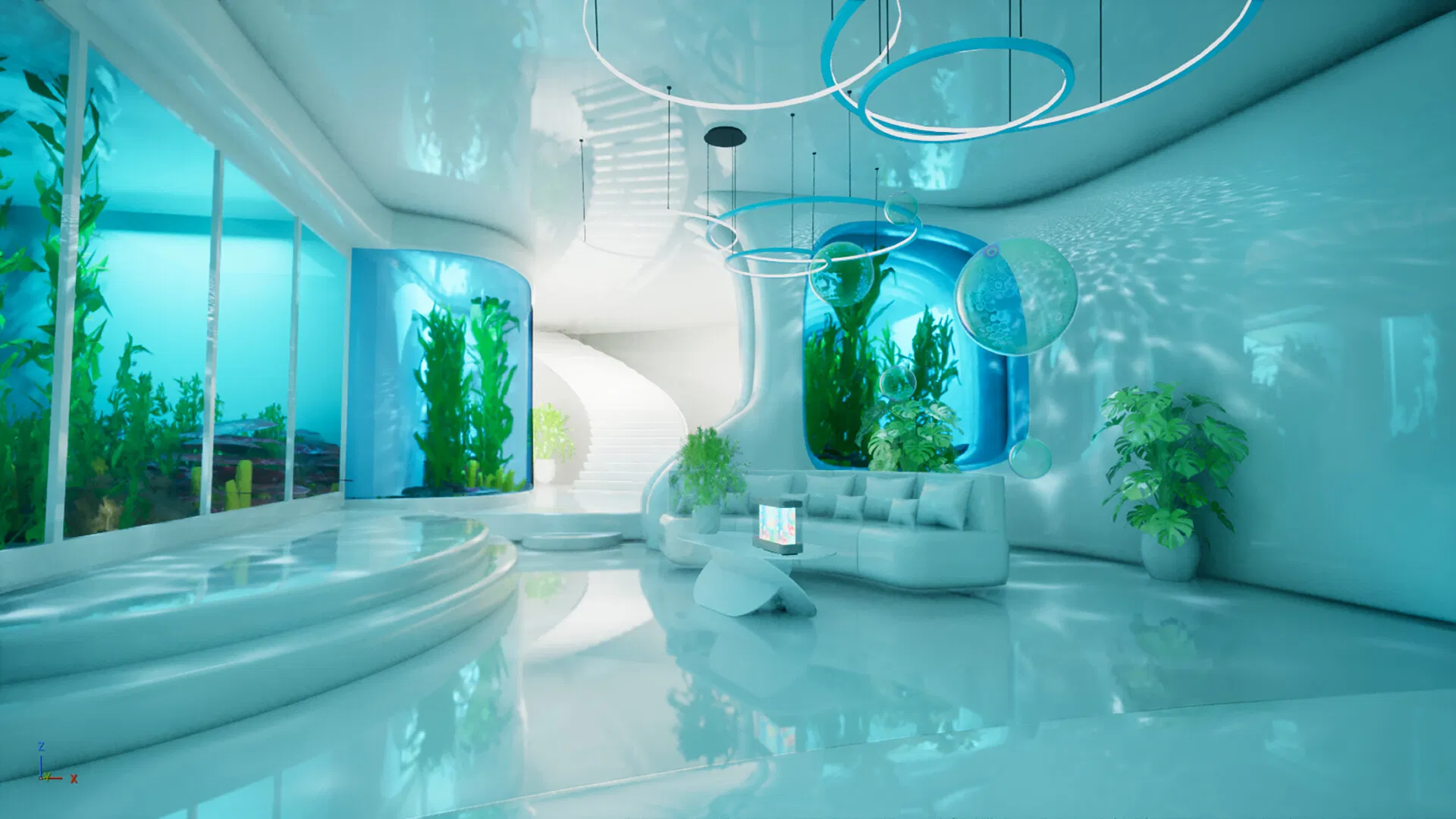 Một không gian được mô phỏng theo phong cách Frutiger Aero (Nguồn: Internet)