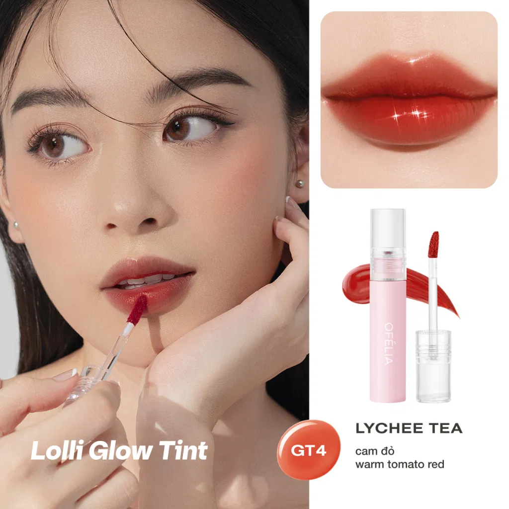 Son OFÉLIA Lolli Glow Tint - GT4 cam đỏ
