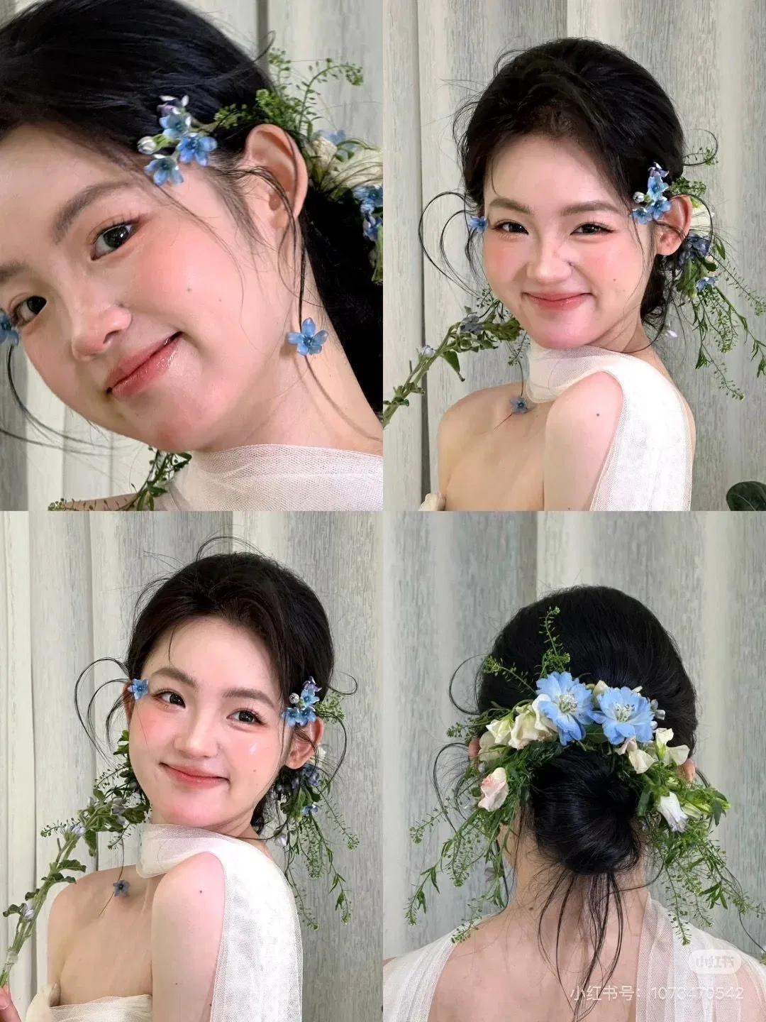 Tóc búi cài hoa cầu k