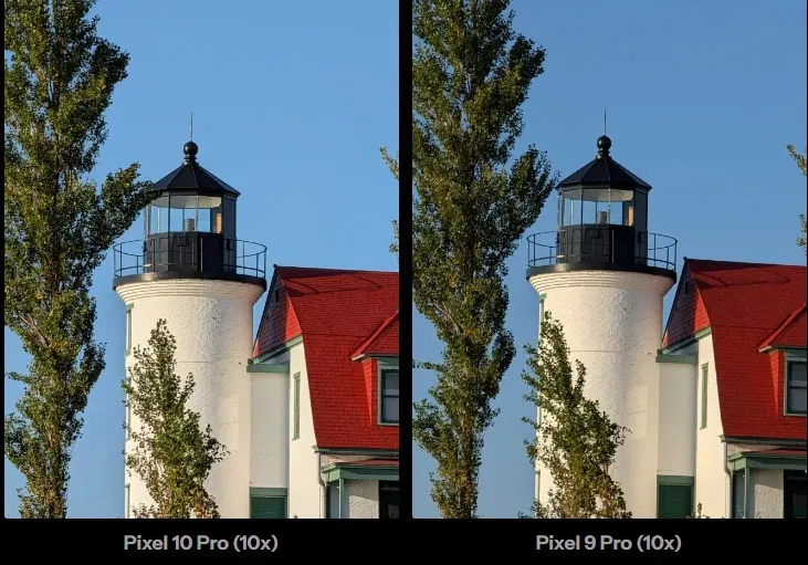 Ảnh ngọn hải đăng, chụp bằng Pixel 10 Pro và Pixel 9 Pro (Ảnh: Internet)