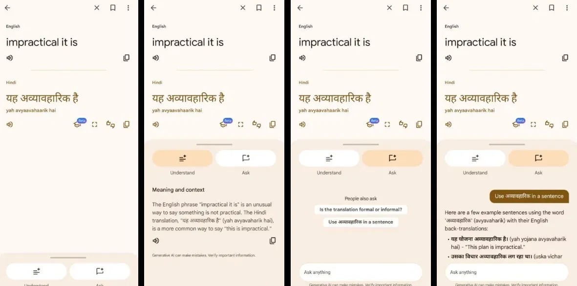 Các nút chức năng AI của Google Dịch (Ảnh: Internet) Các nút chức năng AI của Google Dịch (Ảnh: Internet)