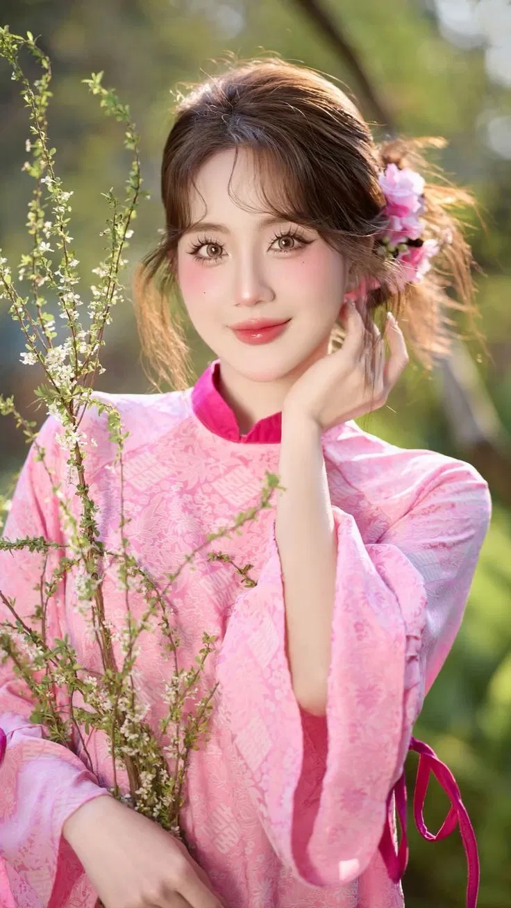 Tóc búi lệch cài hoa độc đáo