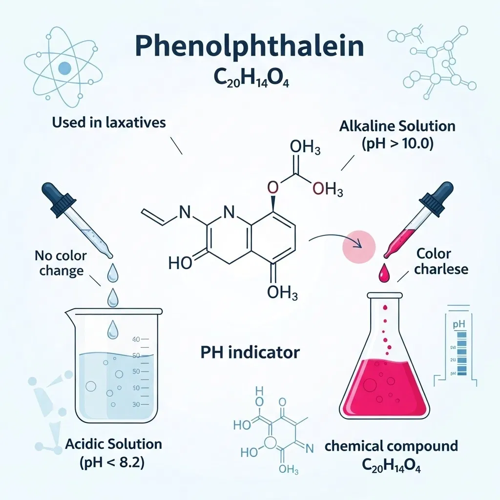 Phenolphthalein – hợp chất hóa học từng dùng trong thuốc nhuận tràng, đổi màu trong môi trường kiềm