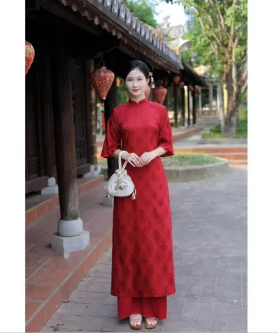 Áo dài cách tân Hami dáng suông cổ trụ