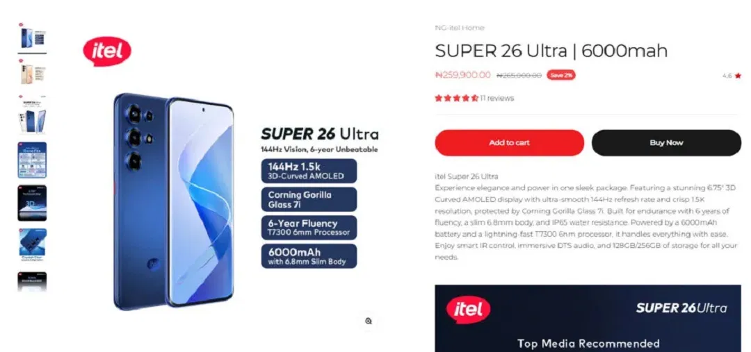 Điện thoại Super 26 Ultra của Itel (Ảnh: Internet)