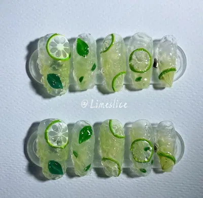 Nail ombre chanh xanh tươi mát