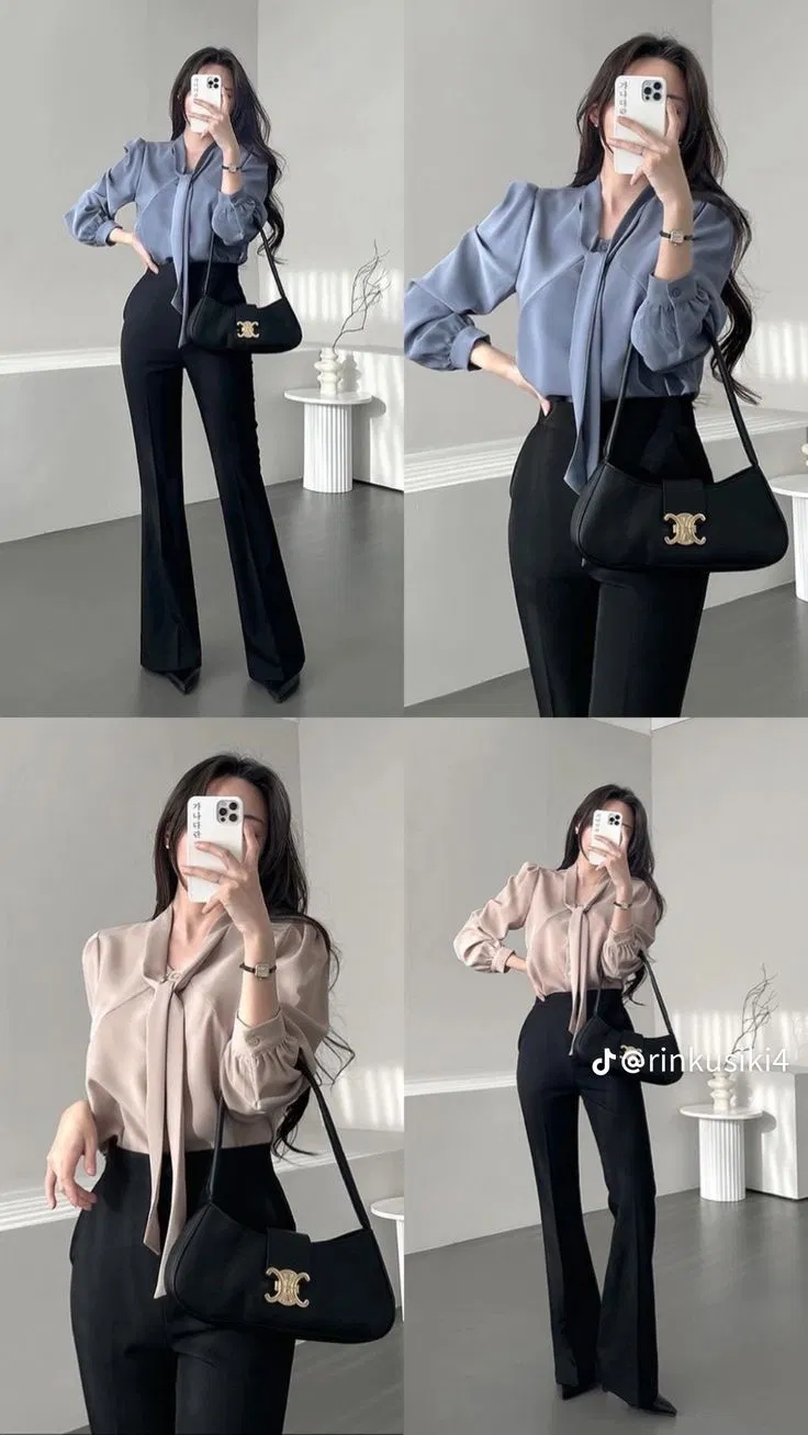 Sơ mi lụa và quần suông