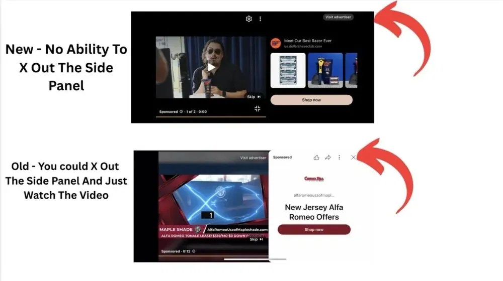Quảng cáo hiển thị ở bảng điều khiển bên của YouTube (Ảnh: Internet)