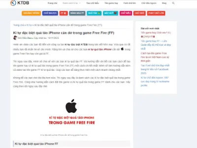 Cùng giới trẻ khám phá “kí tự quả táo iPhone” cùng kho kí tự đặc biệt tại KTDB.NET kí tự đặc biệt kí tự đẹp kí tự quả táo iPhone KTDB NET tạo tên game
