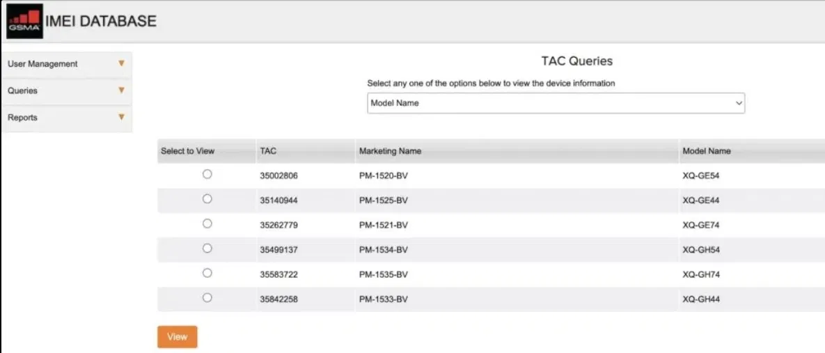 Số hiệu IMEI của Sony được phát hiện (Ảnh: Internet)