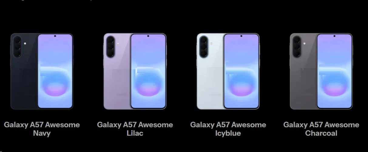 Điện thoại Galaxy A57 với các màu được tiết lộ (Ảnh: Internet)