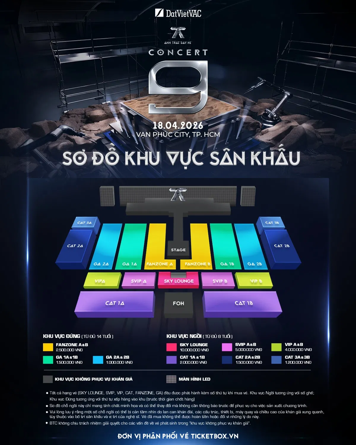 Sơ đồ khu vực sân khấu Day 9. Nguồn: internet