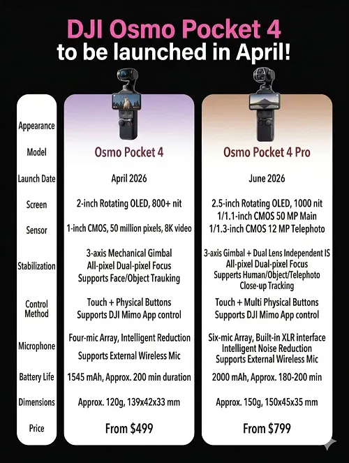 Thông tin rò rỉ về DJI Osmo 4 Pro (Ảnh: Internet)