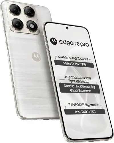 Điện thoại Motorola Edge 70 Pro phiên bản màu Pantone Lily White (Ảnh: Internet) Điện thoại Motorola Edge 70 Pro phiên bản màu Pantone Lily White (Ảnh: Internet)