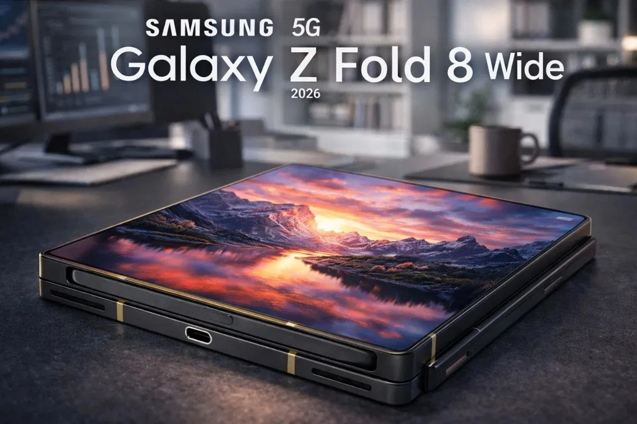 Hình ảnh dự đoán điện thoại gập Galaxy Z Fold 8 Wide của Samsung (Ảnh: Internet)