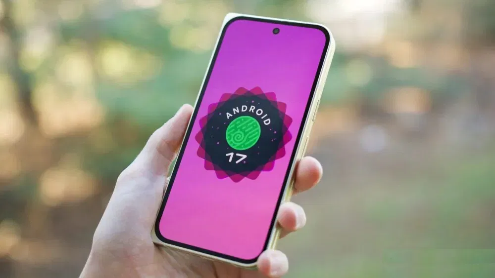 Logo Android 17 trên điện thoại Pixel 10 Pro Fold (Ảnh: Internet)